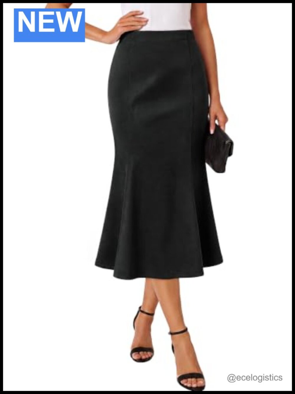 Faux Suede High Waist Mermaid Midi Skirt with Side Zipper